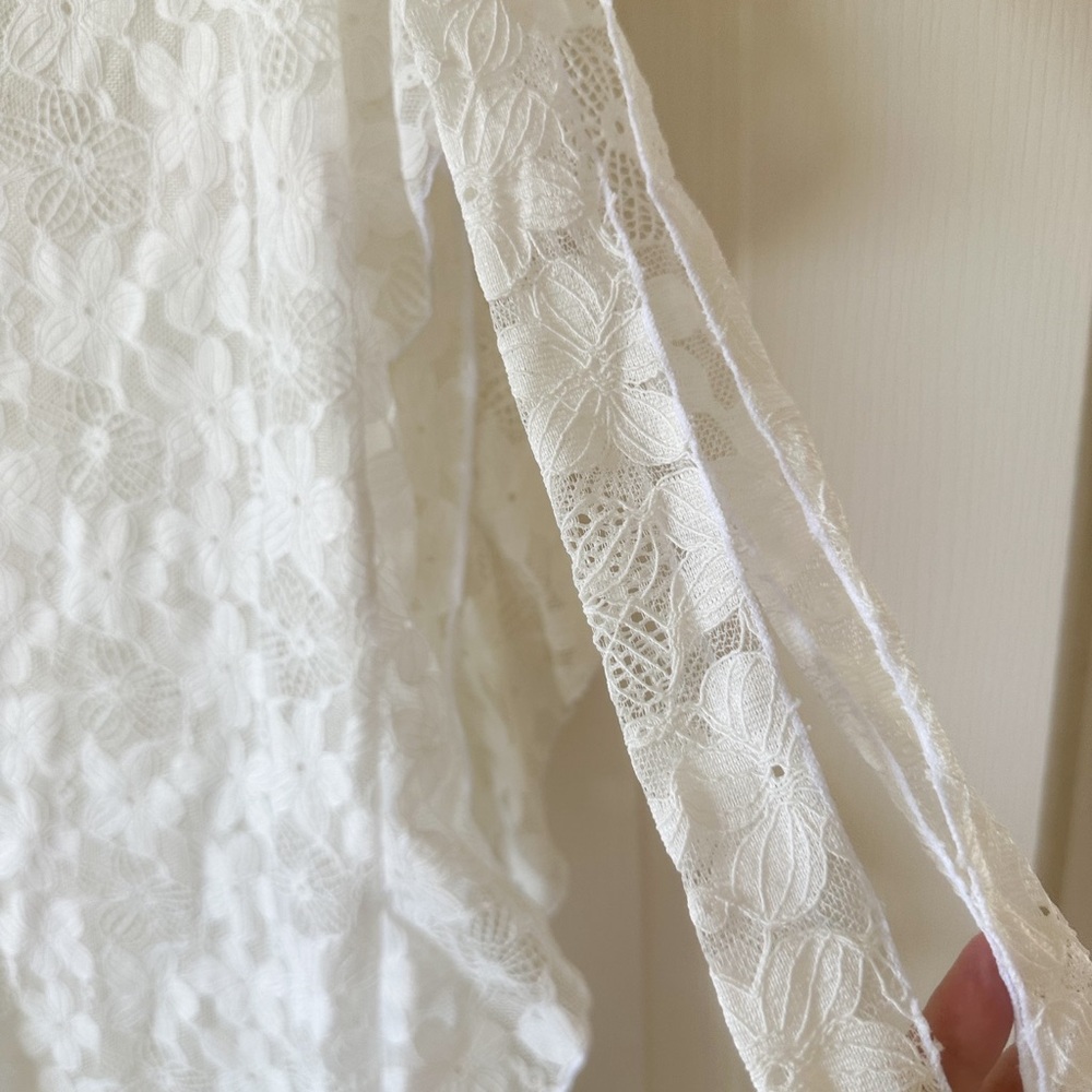 SHEIN white swimwear cover up wrap lace sarong NWOT large - Picture 4 of 5